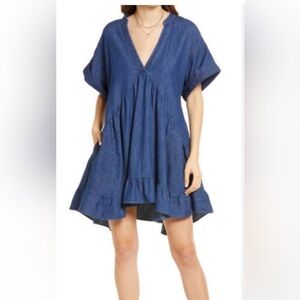 Free People Agnes High/Low Denim Dress Size Small